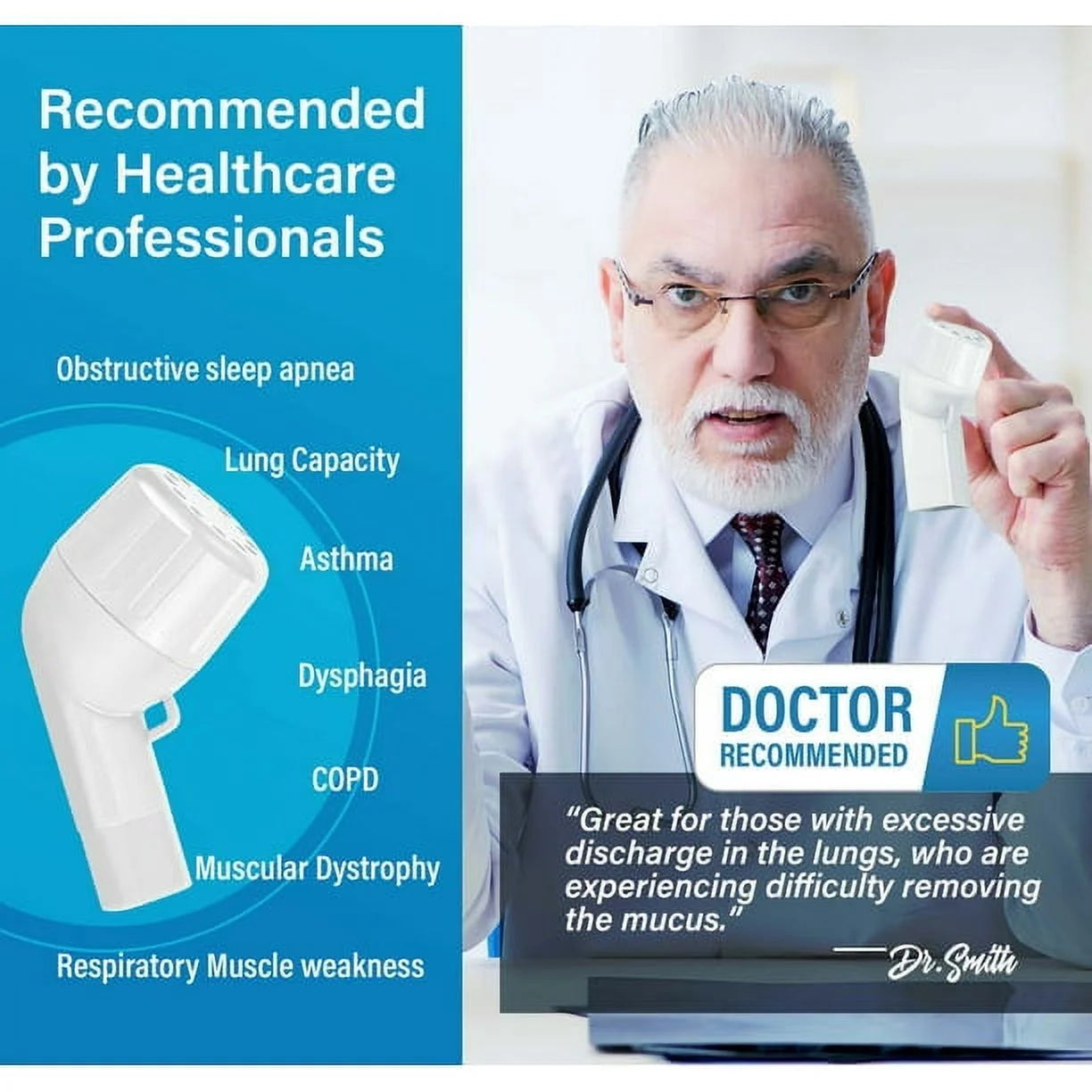 Breathing Lung Expander, Mucus Removal Device, Hand-Held Breathing Trainers, Improves Lung Capacity