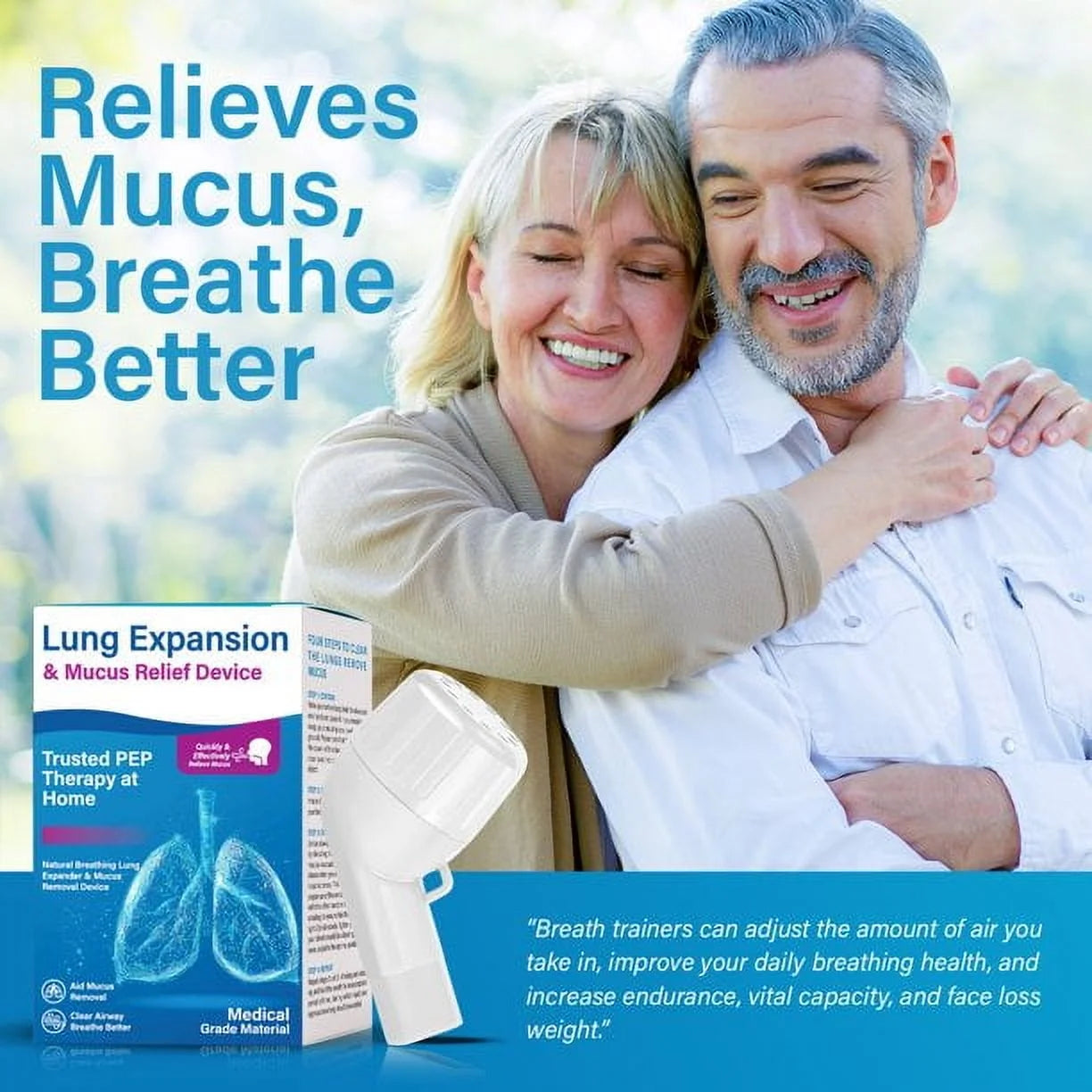 Breathing Lung Expander, Mucus Removal Device, Hand-Held Breathing Trainers, Improves Lung Capacity