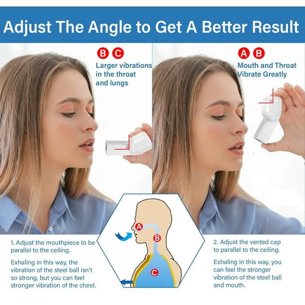 Breathing Lung Expander, Mucus Removal Device, Hand-Held Breathing Trainers, Improves Lung Capacity